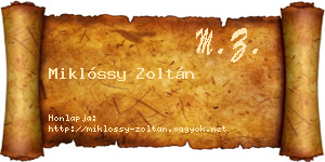 Miklóssy Zoltán névjegykártya